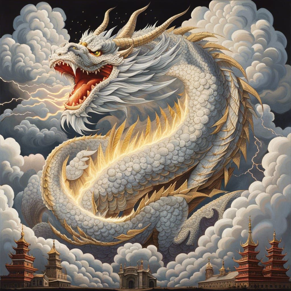 Majestic Cloud Dragon in Stormy Sky