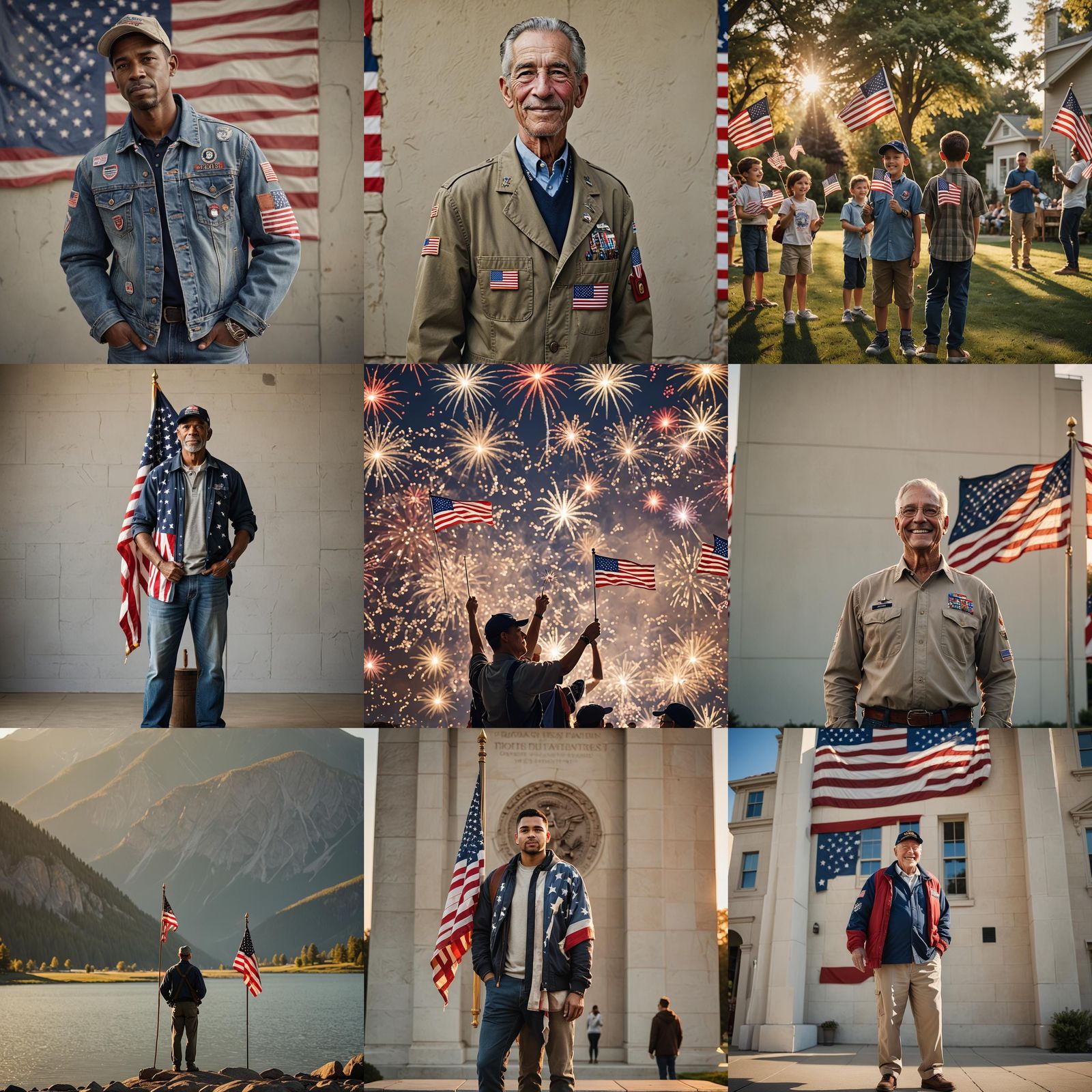 Patriotic Photo Realistic Scenes of Veterans