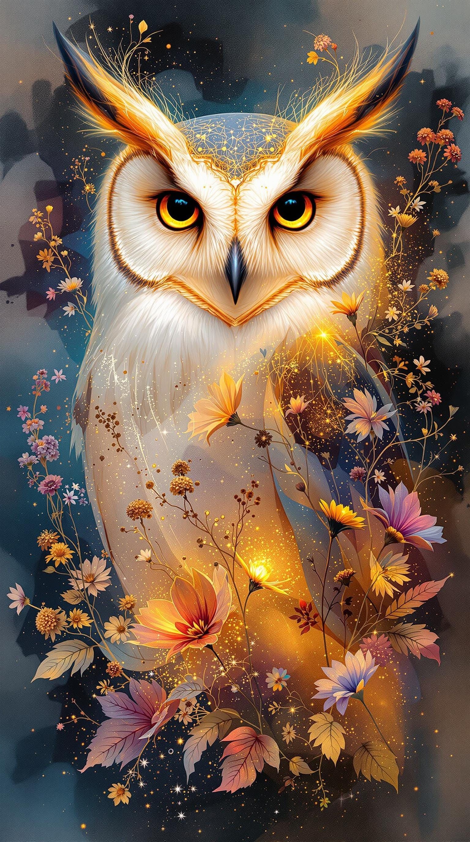 Majestic Barn Owl Unfolds in a Collage of Vibrant Brushstrok...