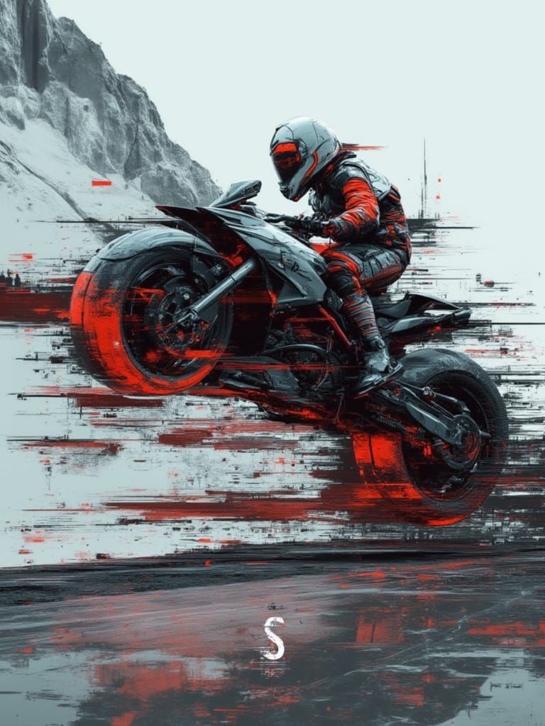 Cyberpunk Motorcycle Riders in Dynamic Mid-Air Pose