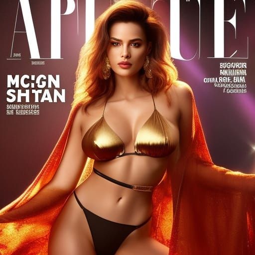 Scarlett Johansson in Golden Bikini, Digital Art