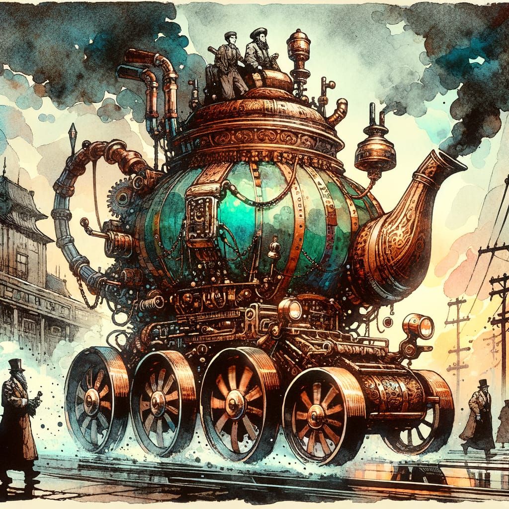 Steampunk Teapot Vehicle Speeds Through Street