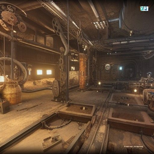 Detailed Underground Mining Colony in Dieselpunk Style