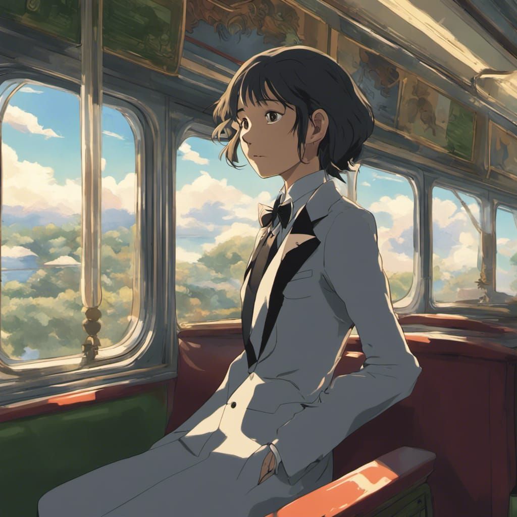 Lizard Woman in Tuxedo: Studio Ghibli Anime