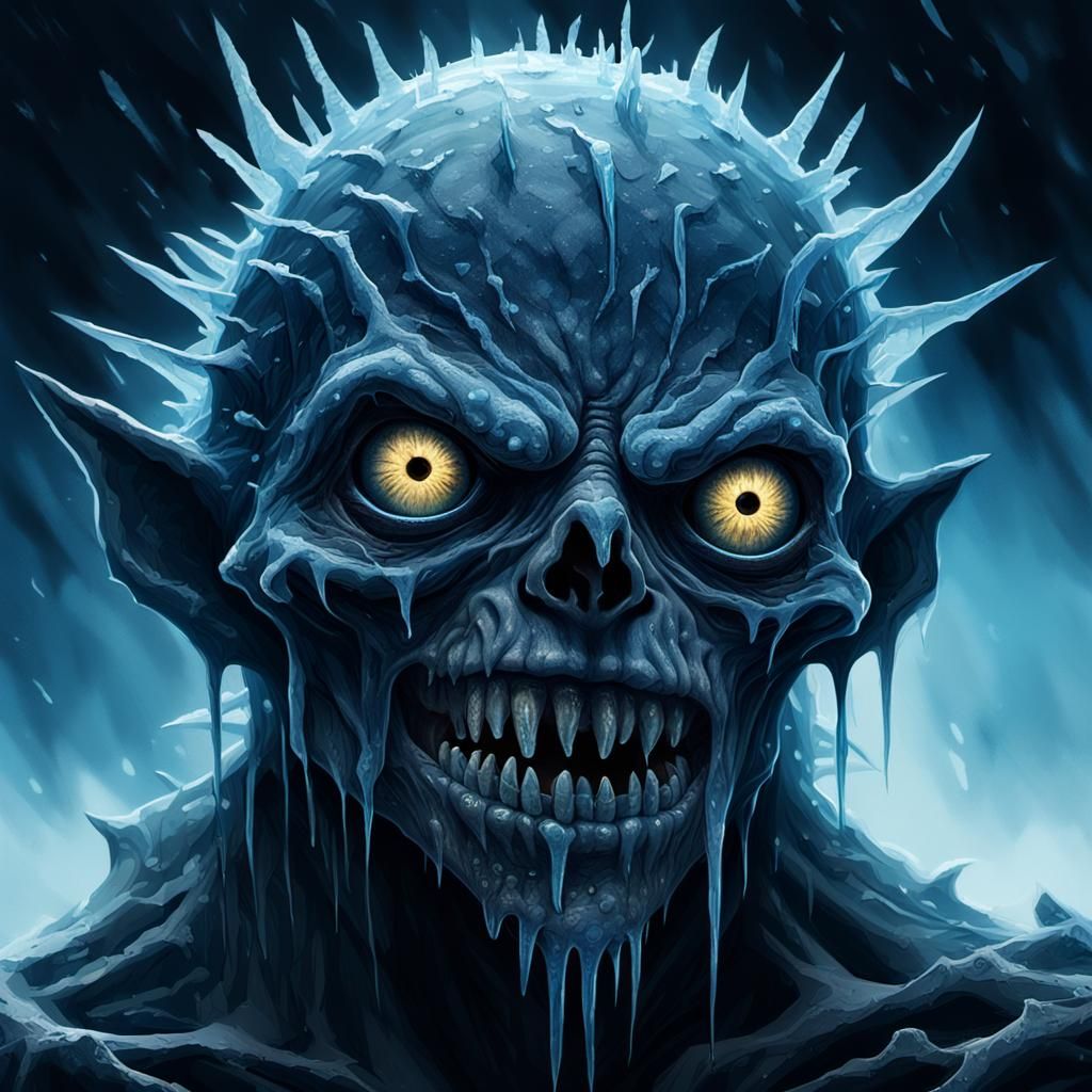 Dark Frostbound Creature in Moody Landscape