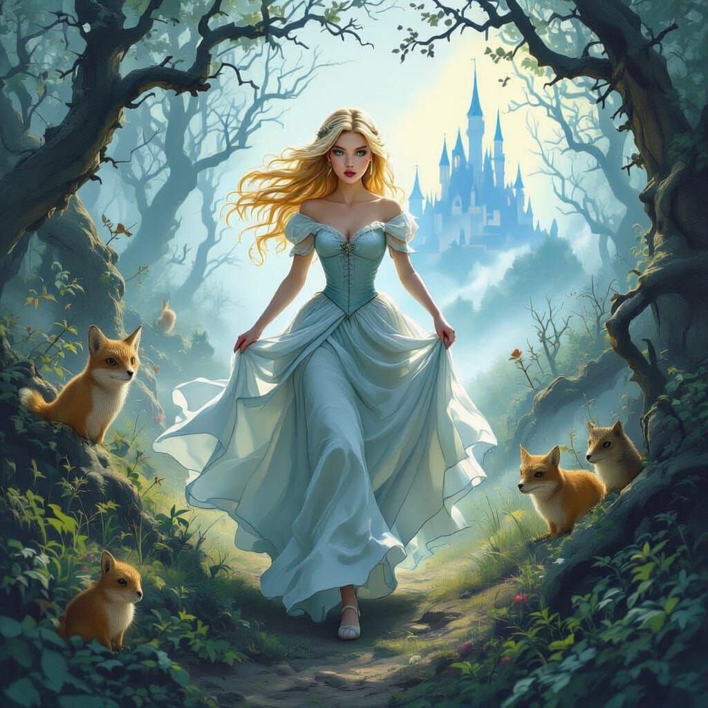 Princess Flees Spooky Forest Towards Distant Castle