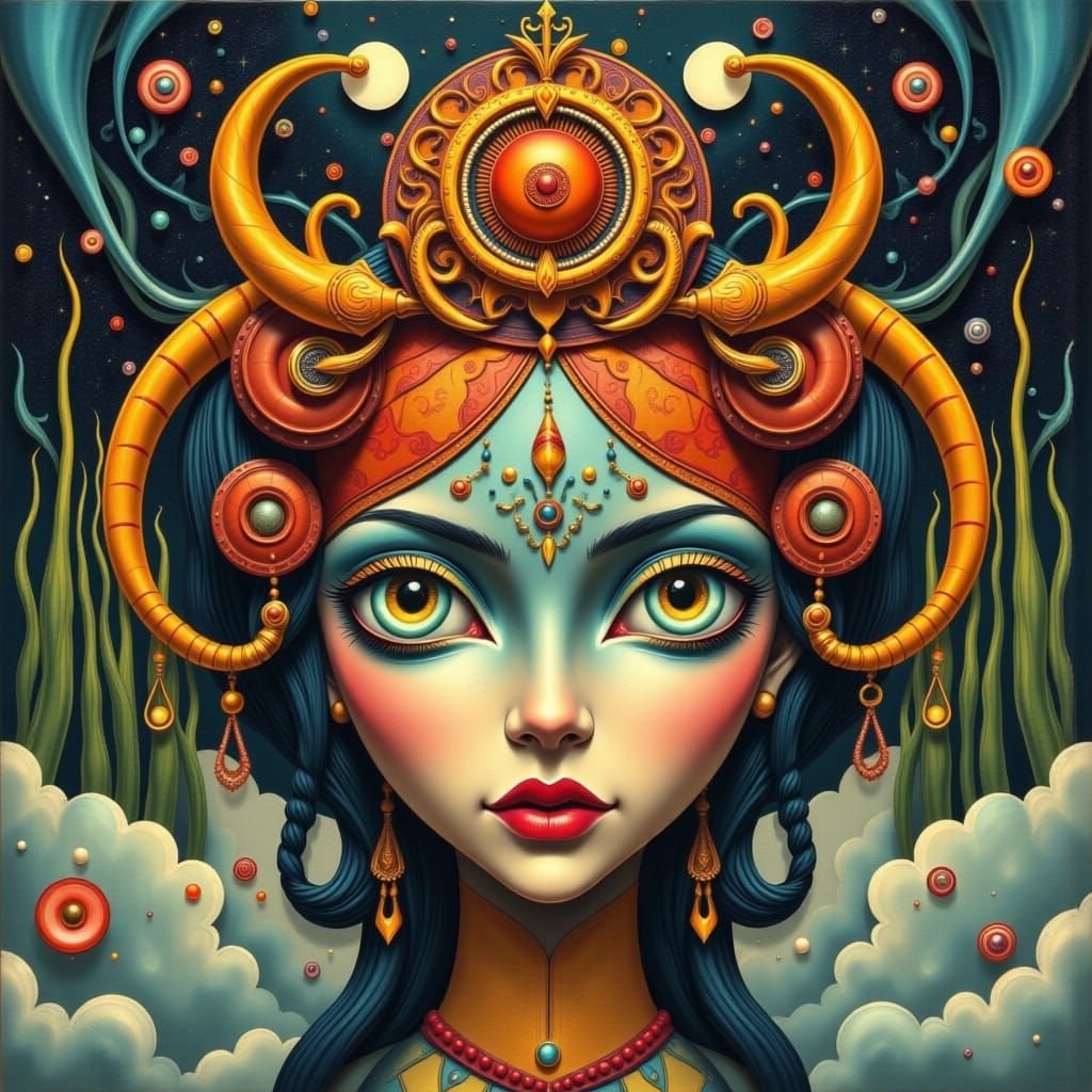 Whimsical Art Deco Surreal Portrait