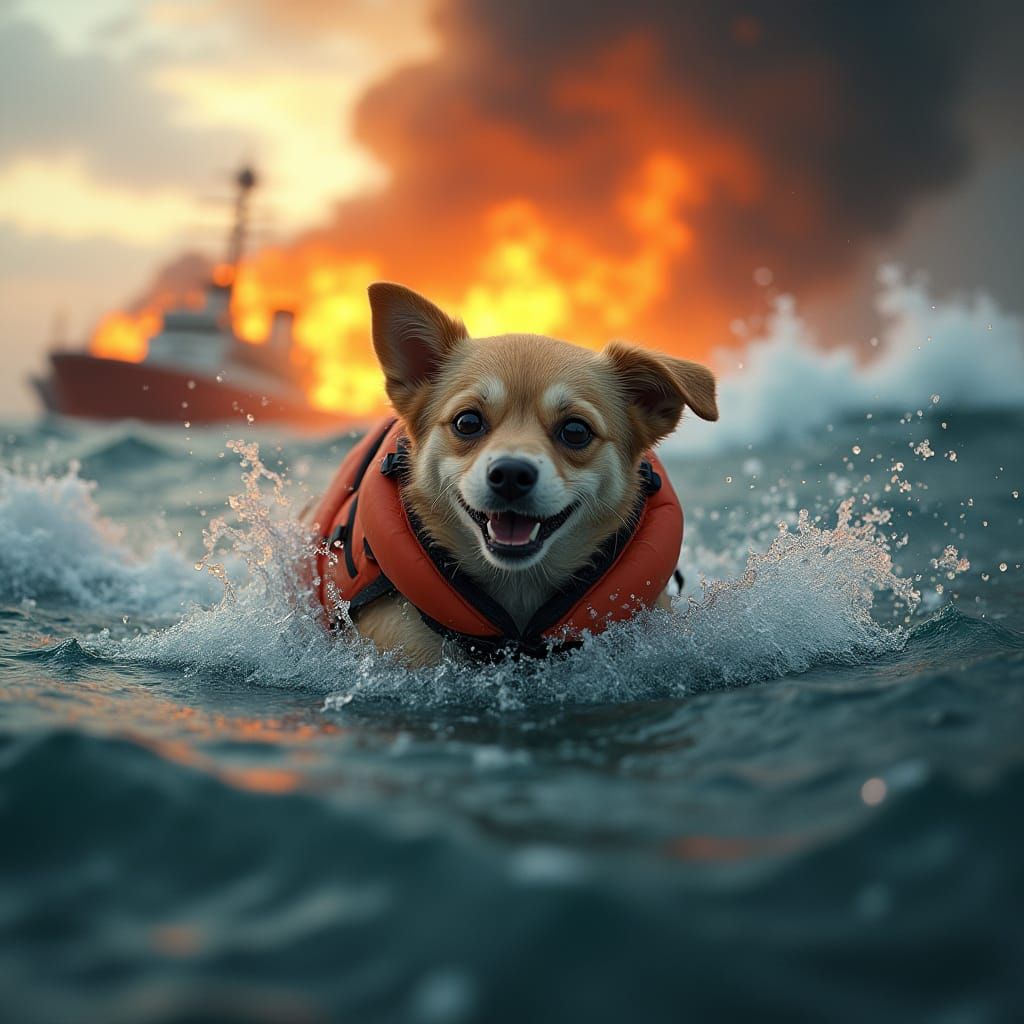 Dog Survives Fiery Shipwreck: Cinematic Realism