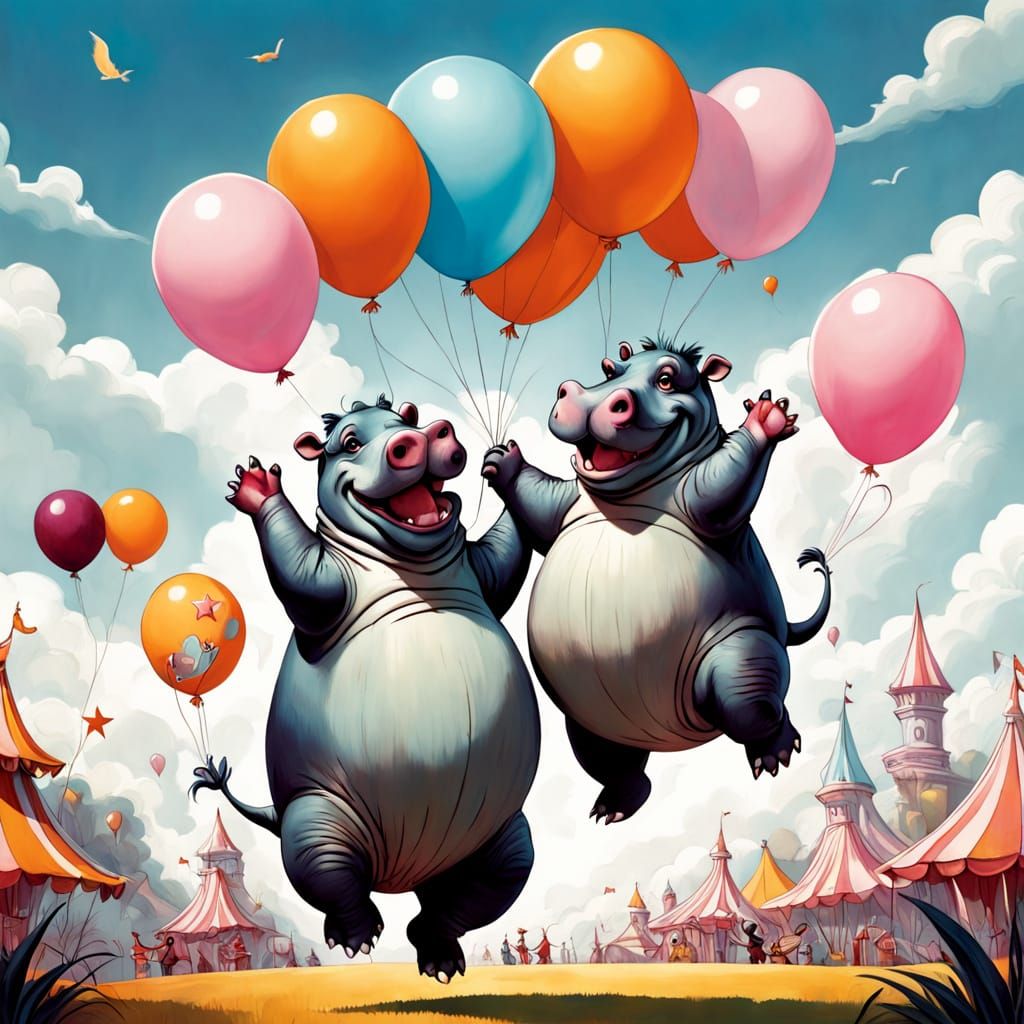 Happy hippo couple