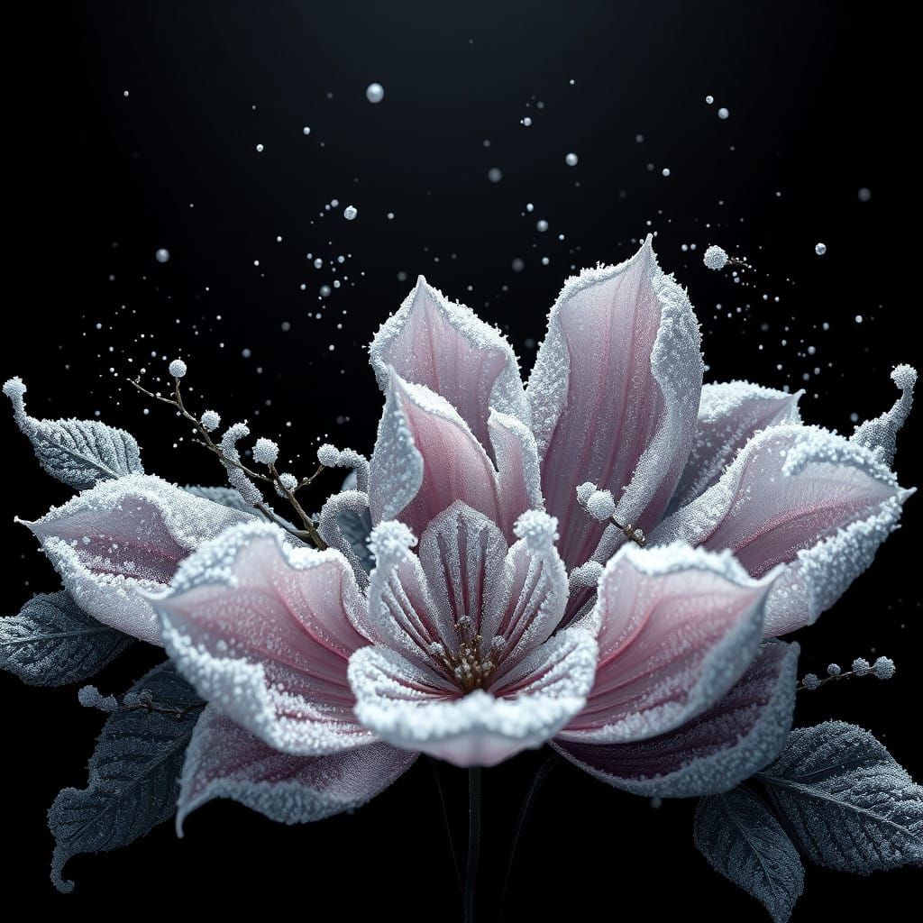 Surreal Frosty Florals in Cyberpunk Art