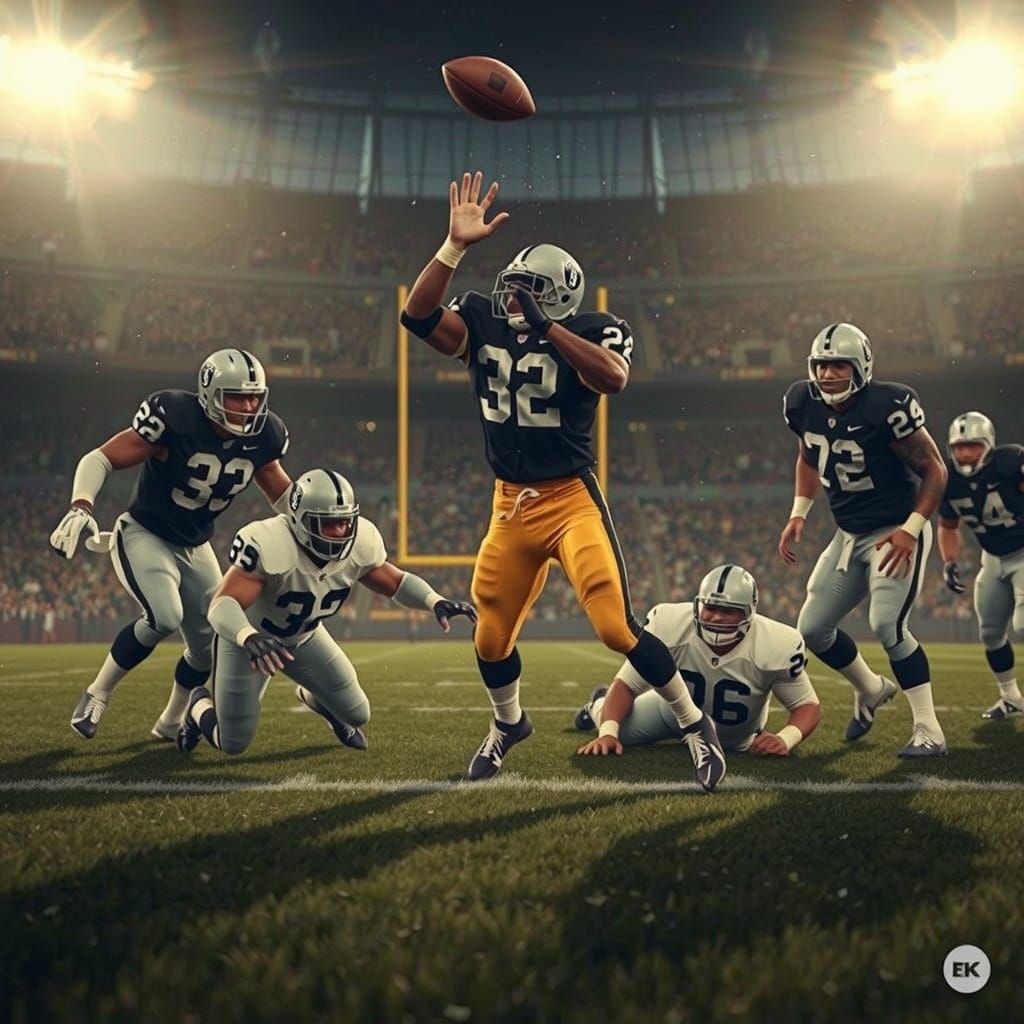 Football Player's Immaculate Reception in Cinematic Style