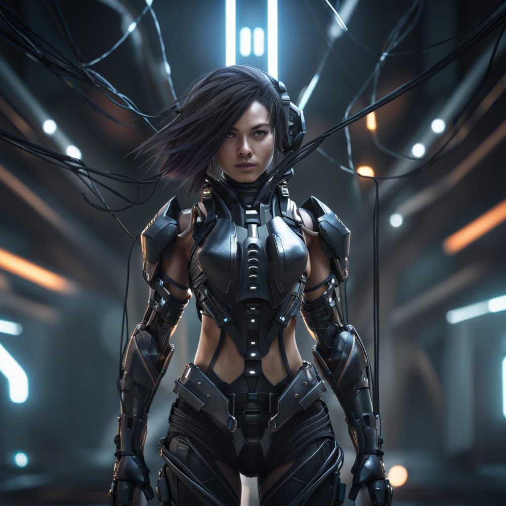 Girl in Futuristic Powered Armor, Hyperdetailed 8k Render