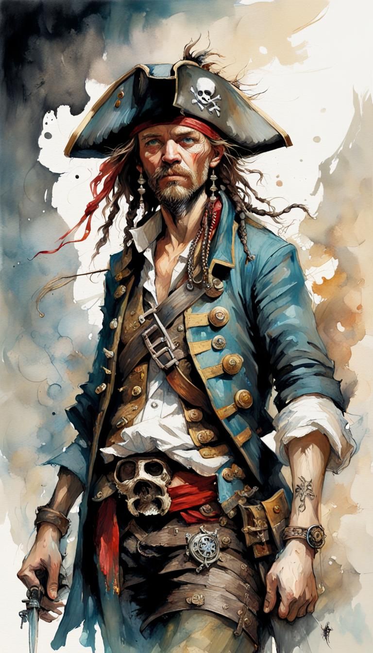 Detailed Pirate Artwork with Ethereal Atmosphere