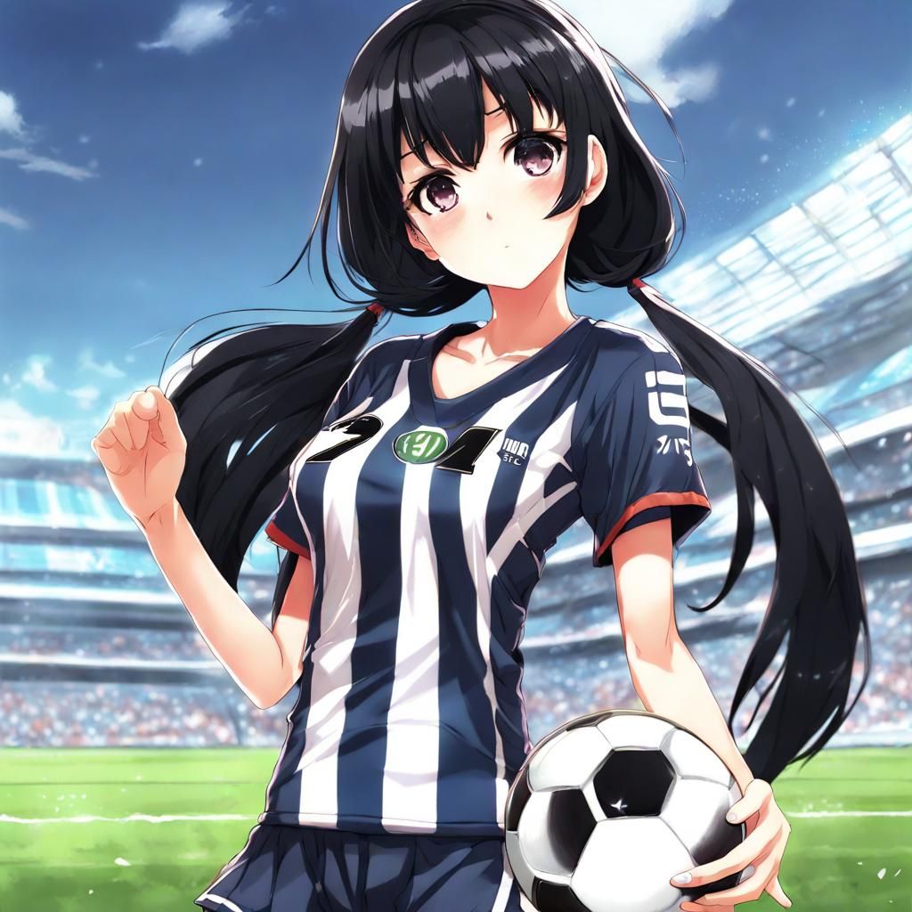 Anime Girl in Football Outfit, Manga Style