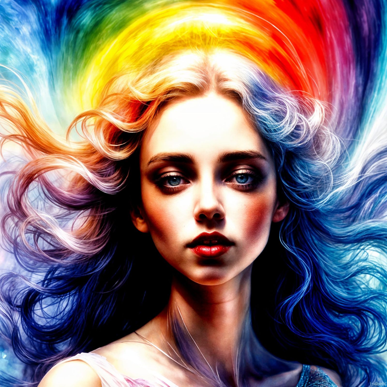 Watercolor painting. Close-up shot. A delicate glass prism r...