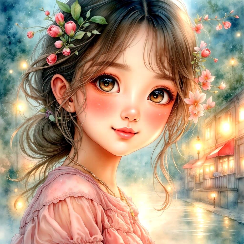 A Whimsical Portrait in Soft Watercolors