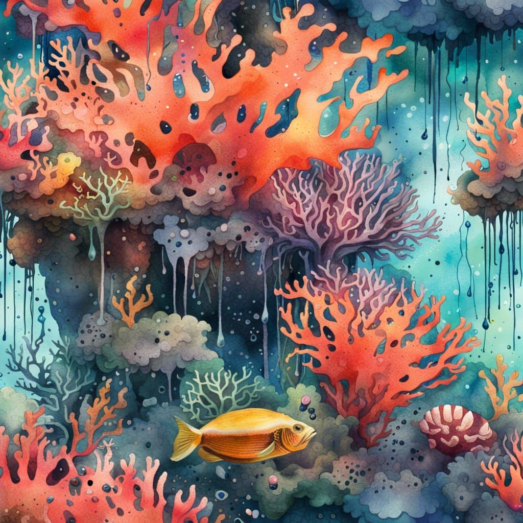 Watercolor Coral Reef: Splatter Art