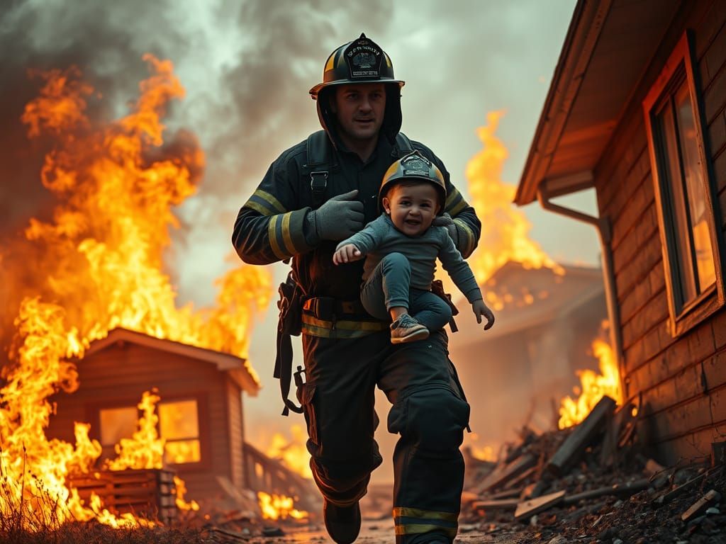 Firefighter Rescues Child From Burning Building
