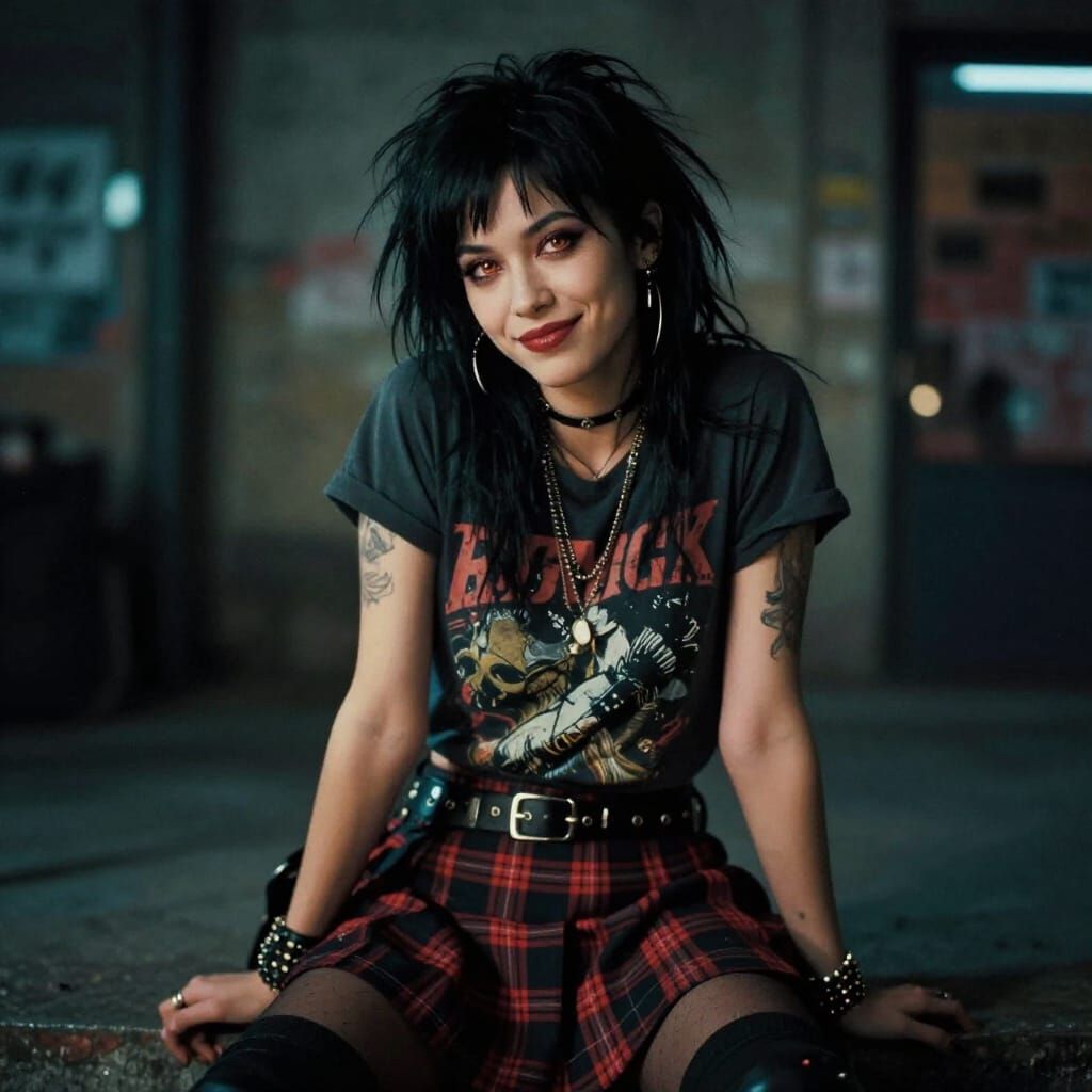 Punk Rock Woman Posing in Photoshoot
