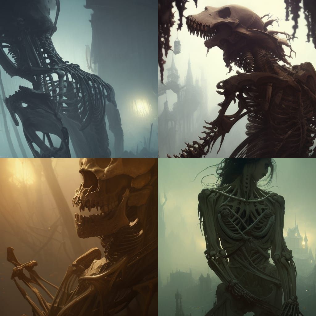 Hyperdetailed Skeleton in Dark Fantasy Art Style
