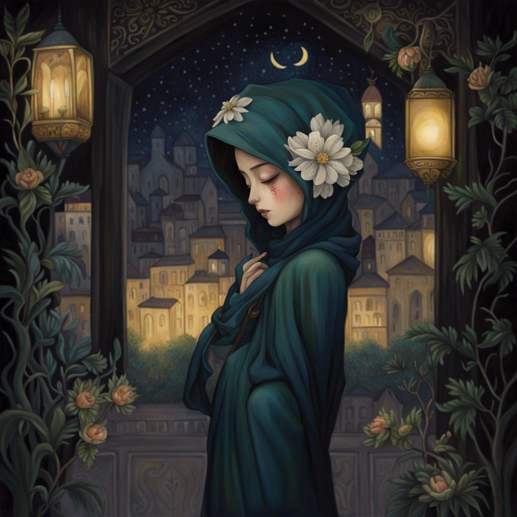 Melancholic Night Scene in National Geographic Style