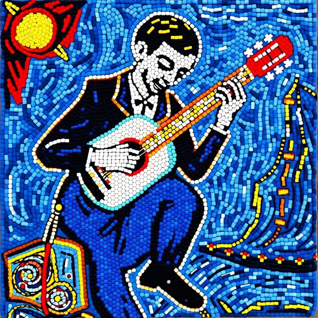 Abstract Beaded Mosaic Inspired by Cubism