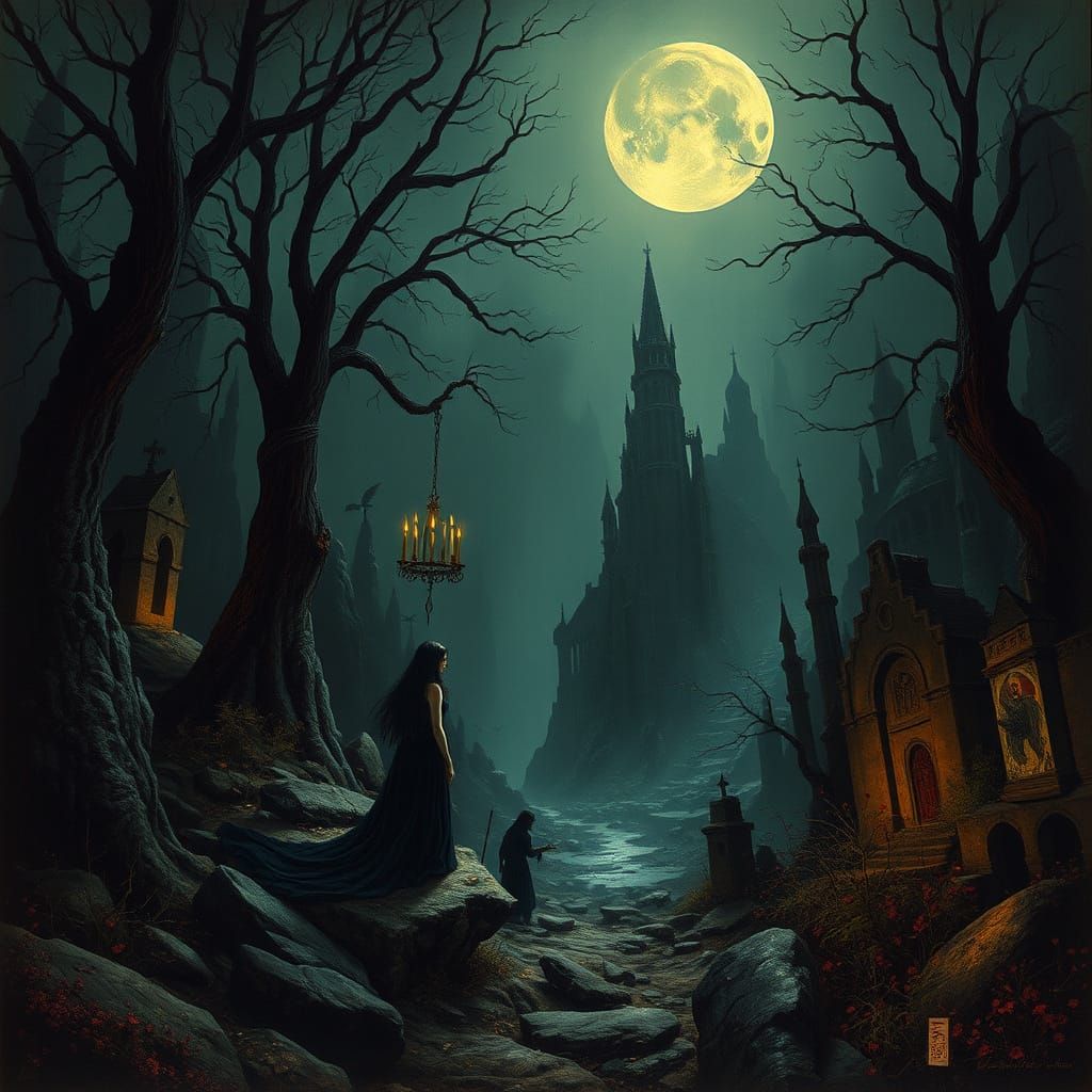 Gothic Dreamscape in Lush, Dark Fantasy Style