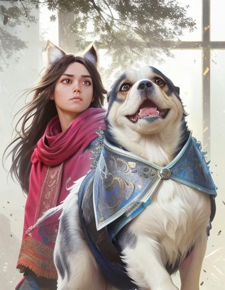 Cute Dog Portrait in Hyperdetailed Style