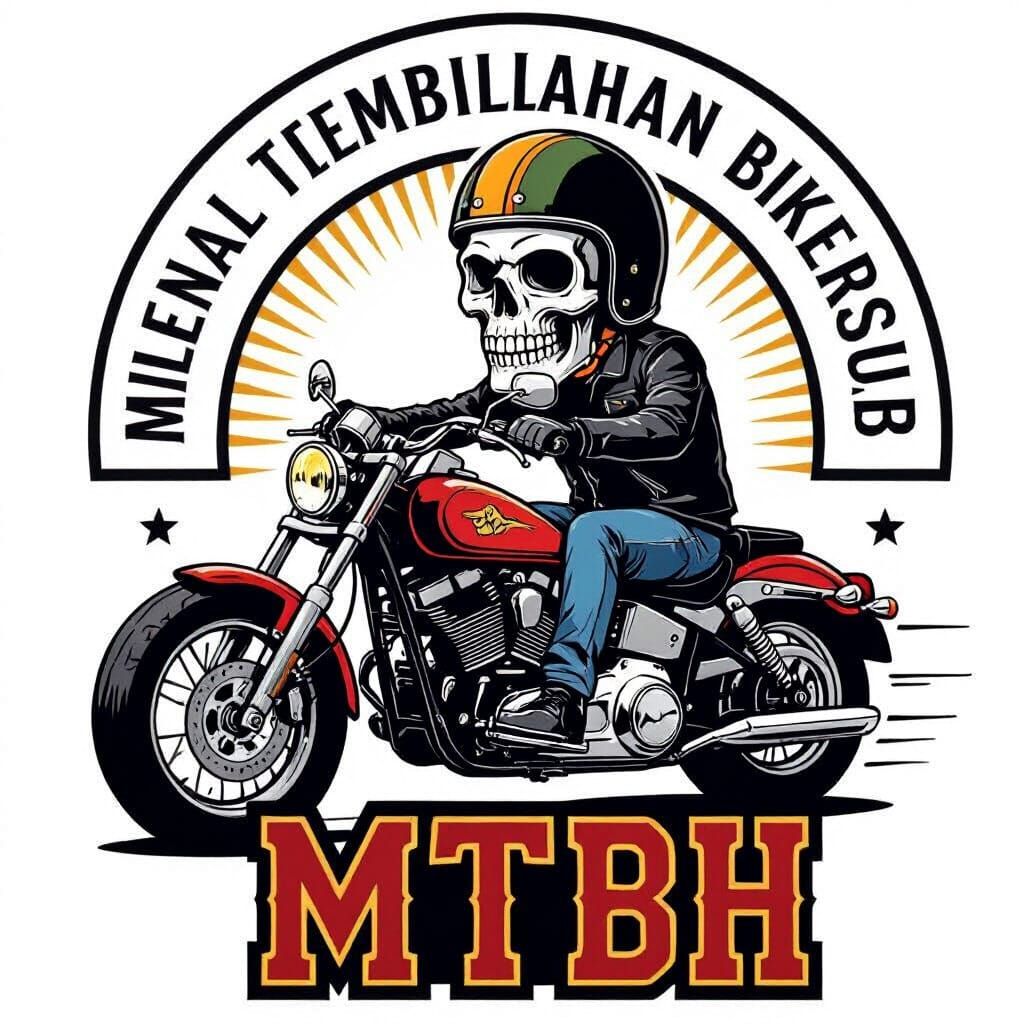 Skull Biker Club Logo in Black, Red, Green, and Gold