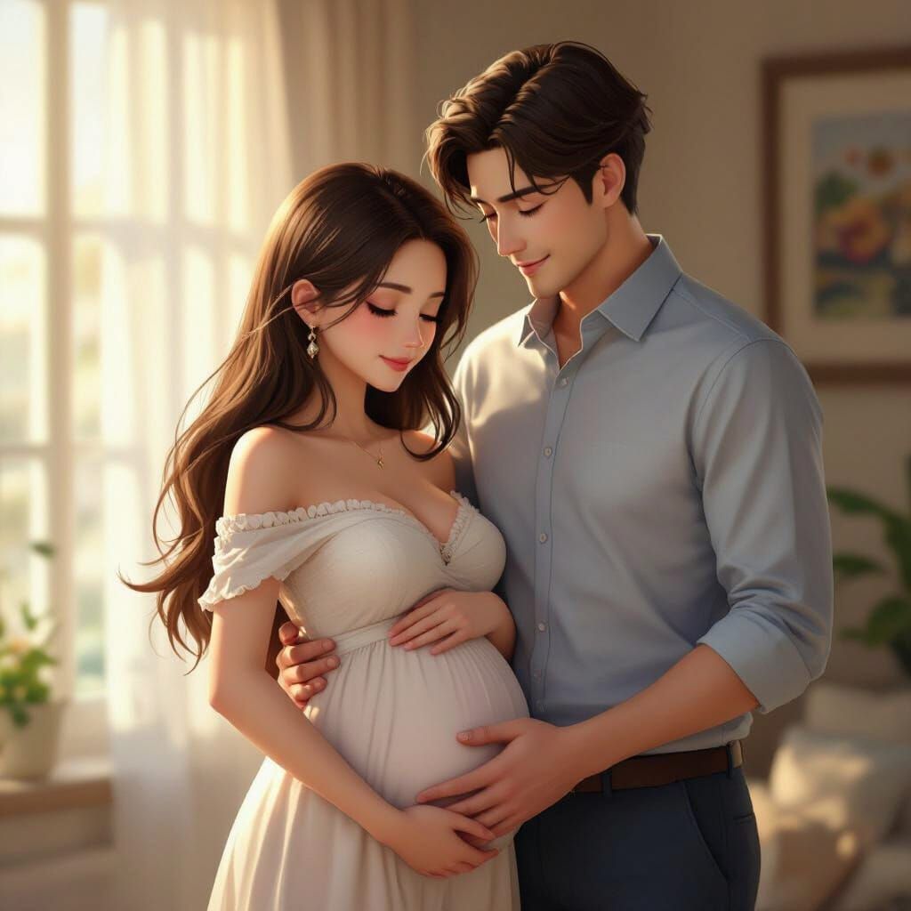 Loving Couple in 3D Anime Style