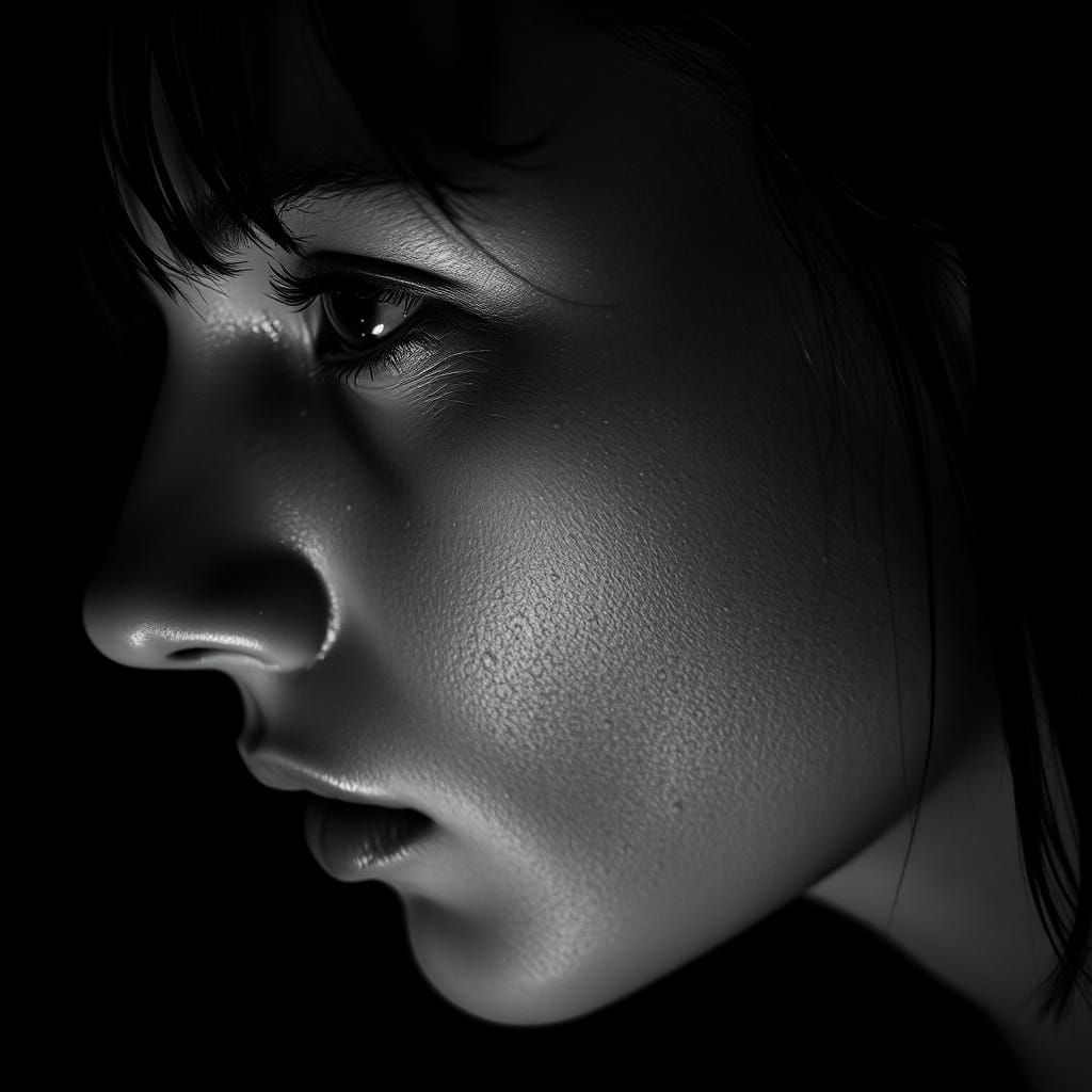 High Contrast Portrait in Film Noir Style