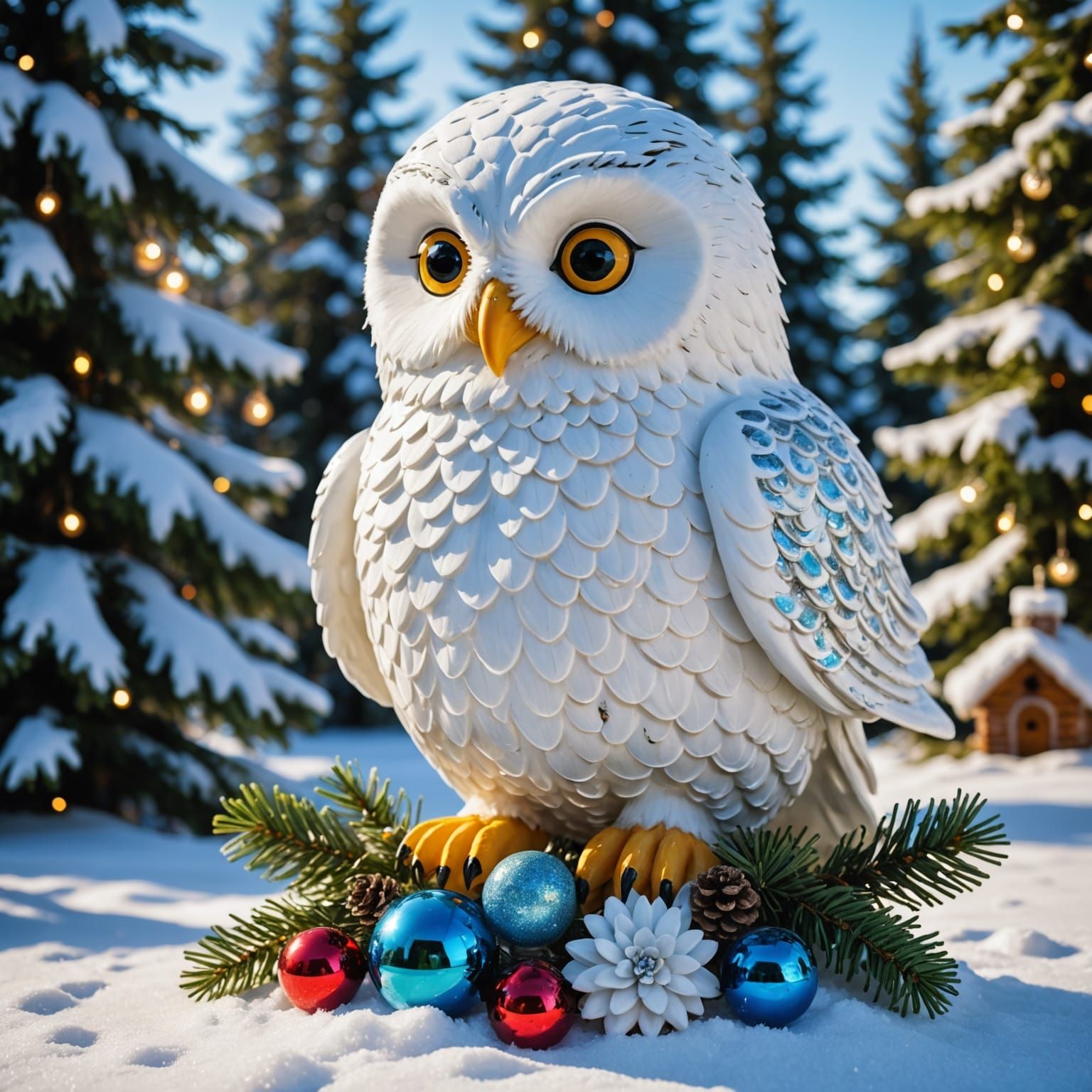 Majestic Christmas Scene with Iridescent Details