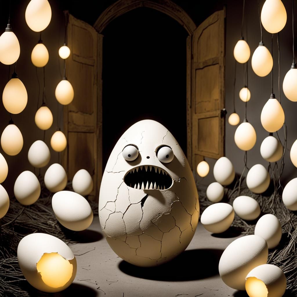 Frightened Creature Attacked by Lights, Gothic Art