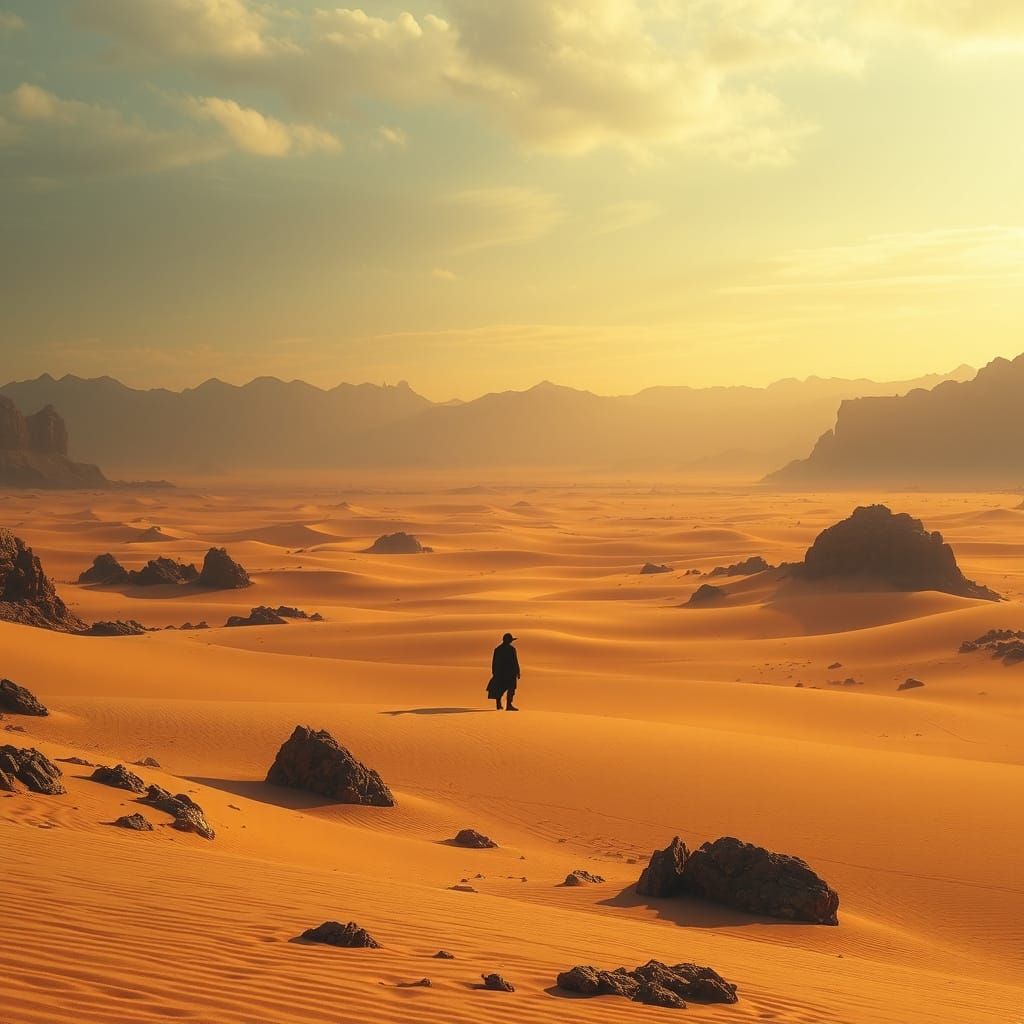 Desert Wanderer in Golden Light