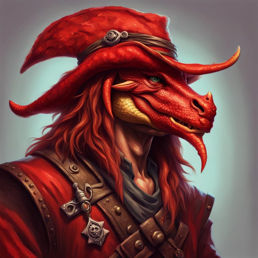 Dragonborn Pirate with Bandana in D&D Style