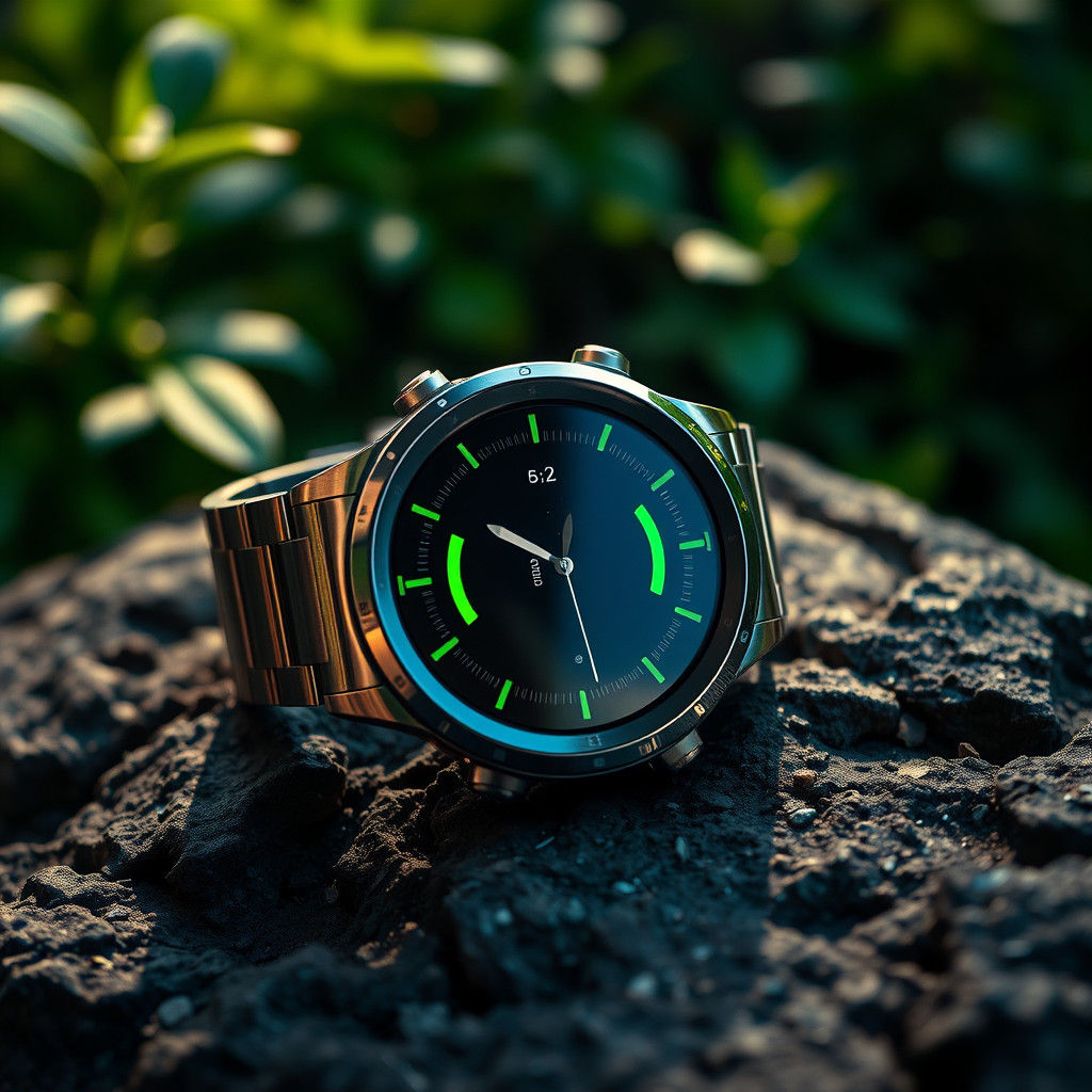 Sleek Smartwatch Fitness Interface on Stone, Cinematic Style