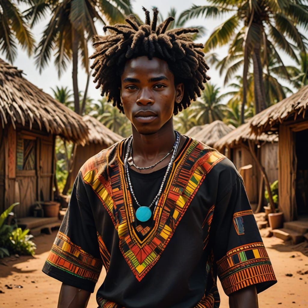 Vibrant African Youth in Afrofuturist Style