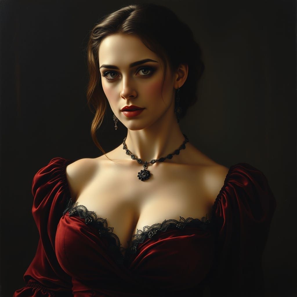 Victorian Gothic Beauty in Dramatic Chiaroscuro