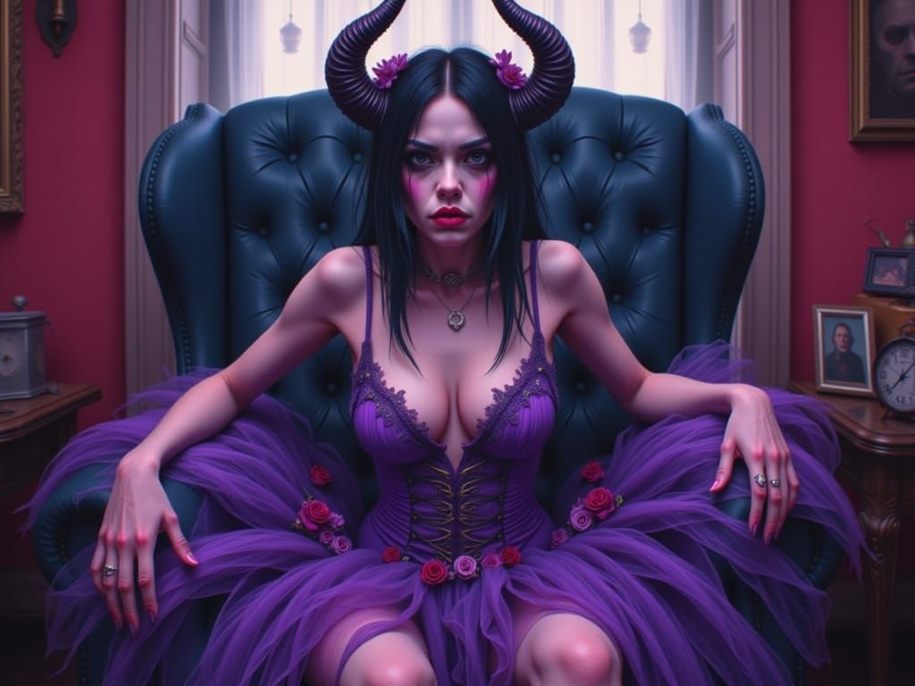 Demoness in Digital Illustration Fashion with Whimsical Aest...