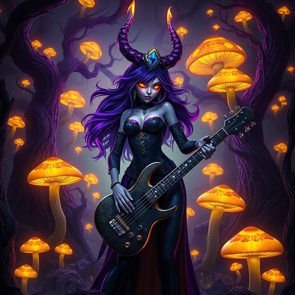 Heroic Vampire Queen Marceline in Art Nouveau-Inspired Realm