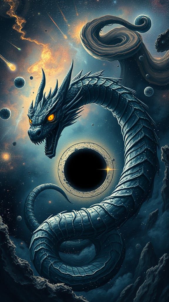 Cosmic Lung Dragon Coiled Around Black Hole