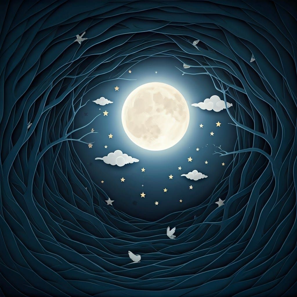 Dreamy Night in Paper Quilling Style