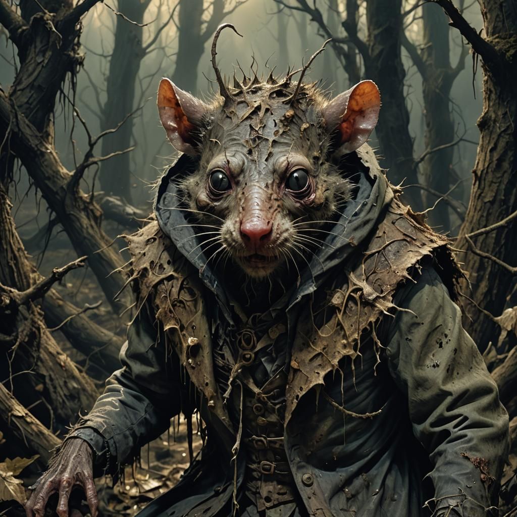 Macabre Vermin Creature in Dark Surrealism Style