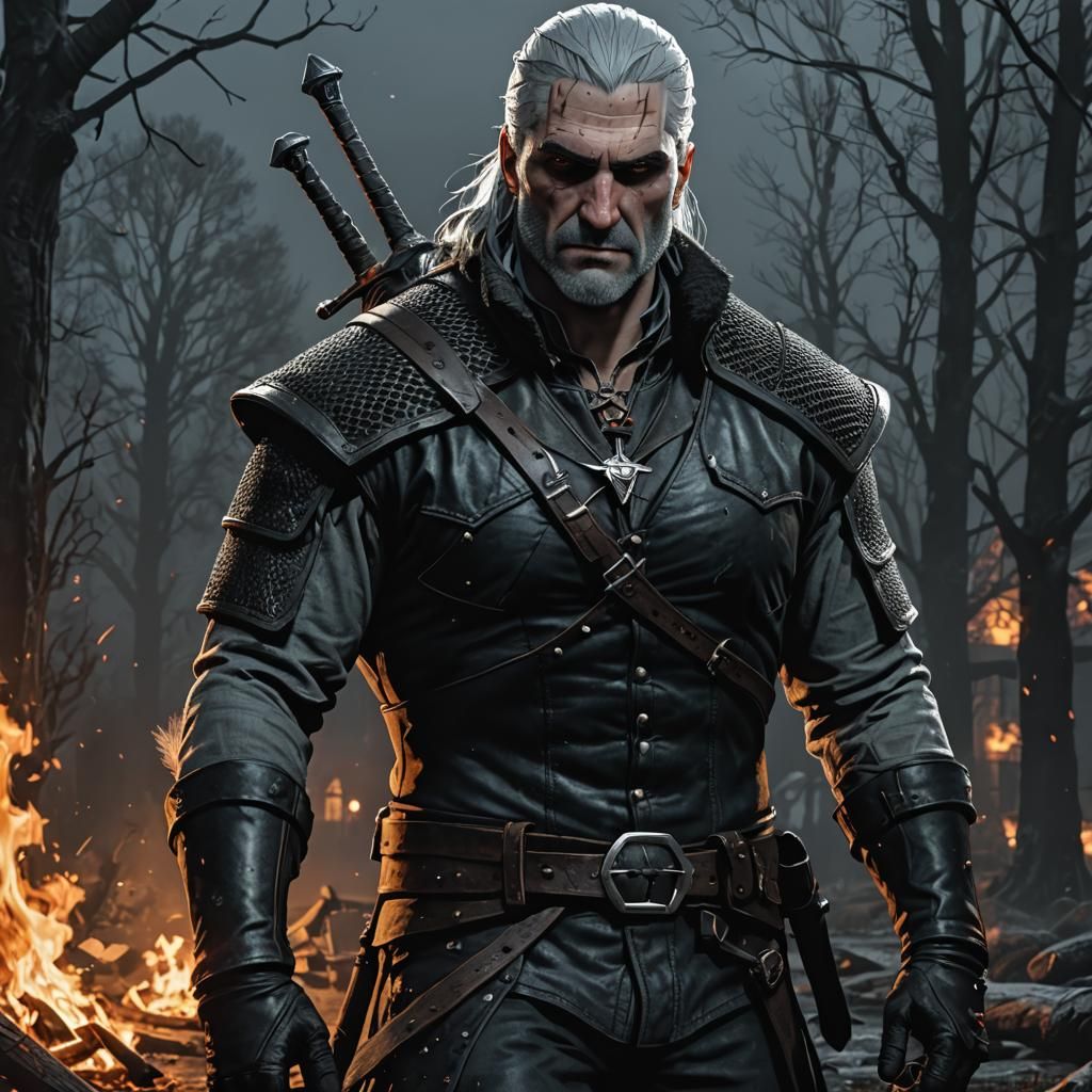 Geralt the Witcher in Comic Noir Style