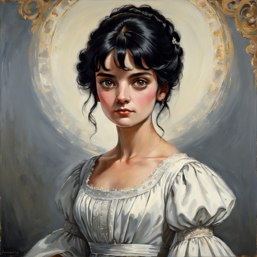 Regency Lady Portrait in Oil Painting Style