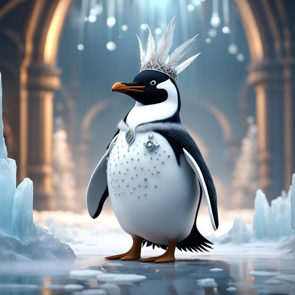 Penguin King in Ice Palace: 3D Animation