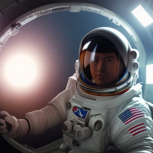 Astronaut Portrait Inside Space Shuttle in Spacecore Style