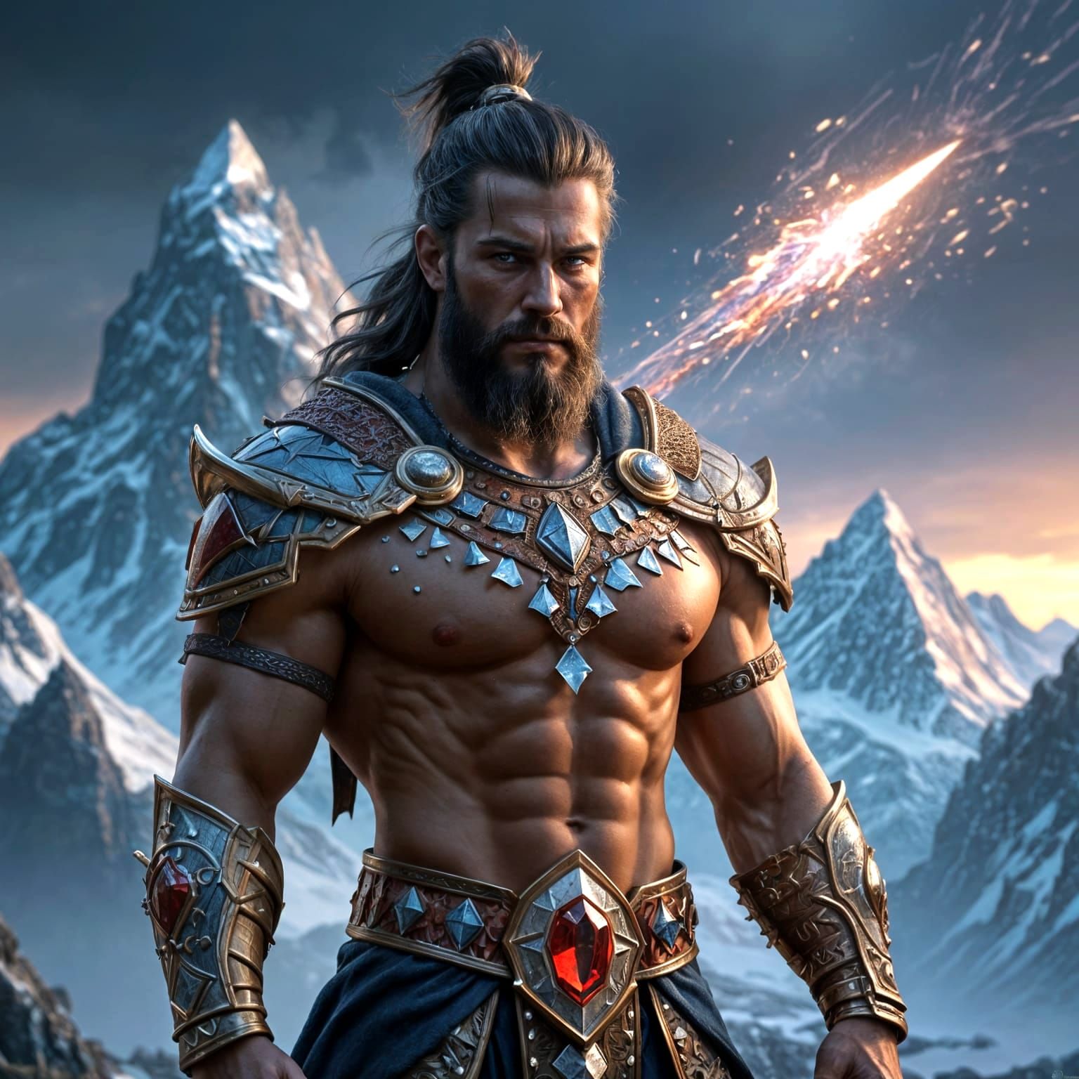 Muscular Crystal God in Warhammer 40k Viking Armor