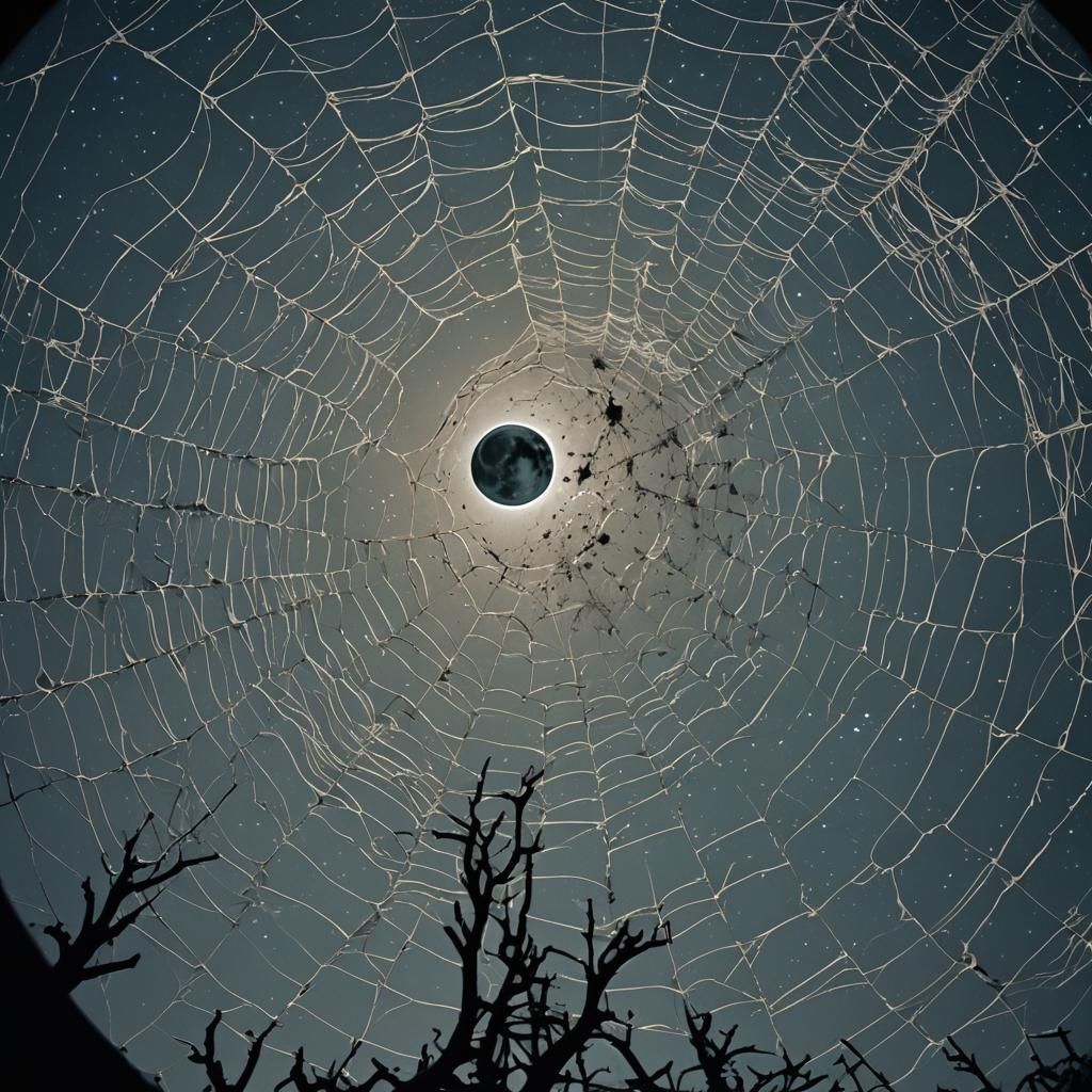Orbital View: Moon Spiderwebs in Cinematic Style