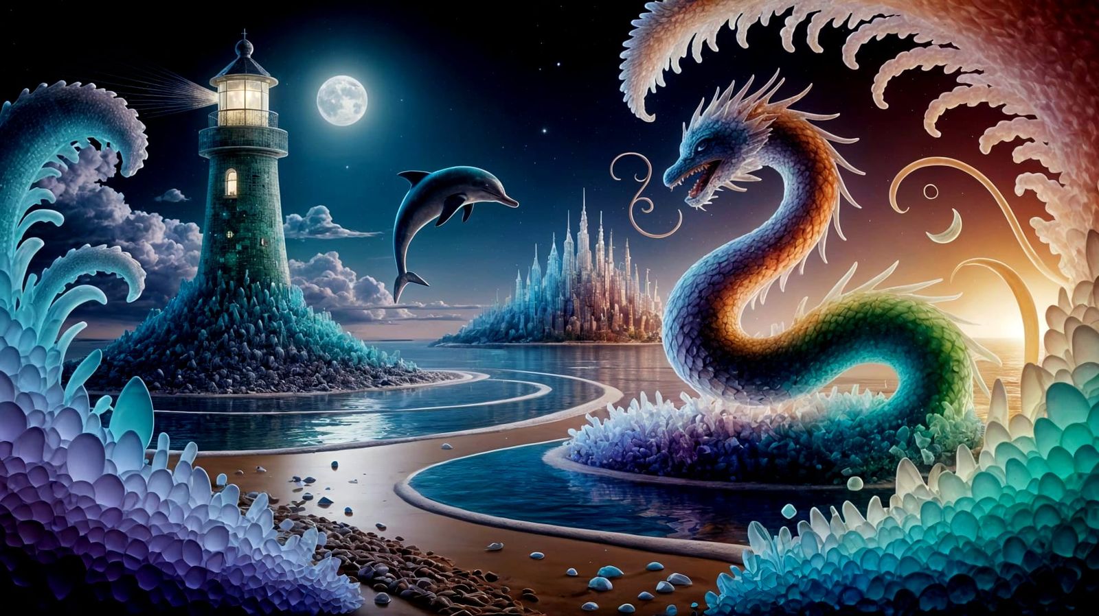 Enchanting Sea Glass World With Mythical Creature